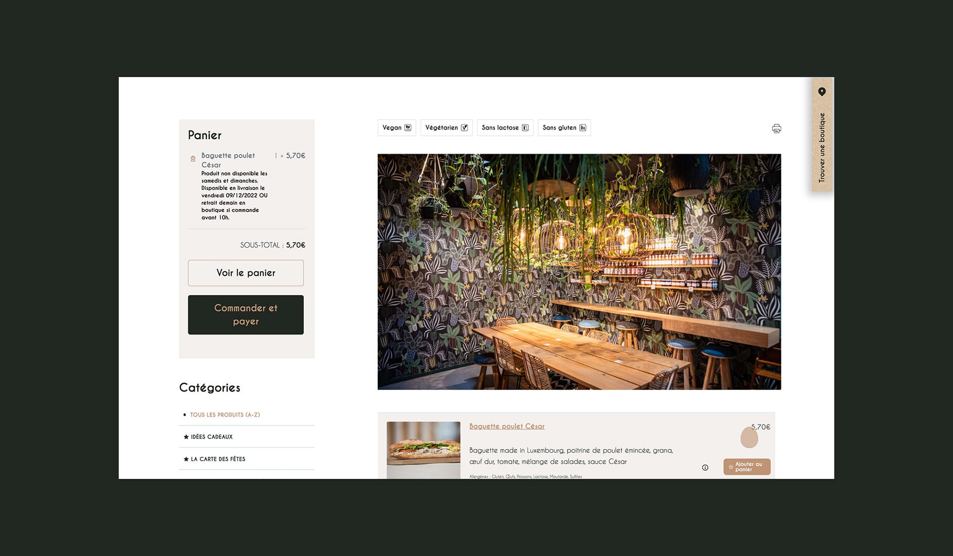 Page panier du site internet Cocottes
