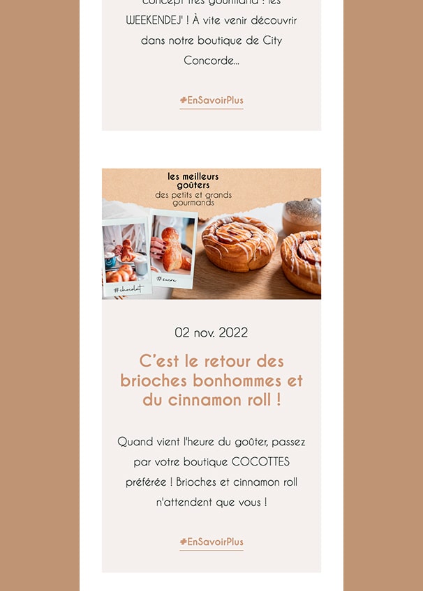 Page valeur version mobile du site internet Cocottes